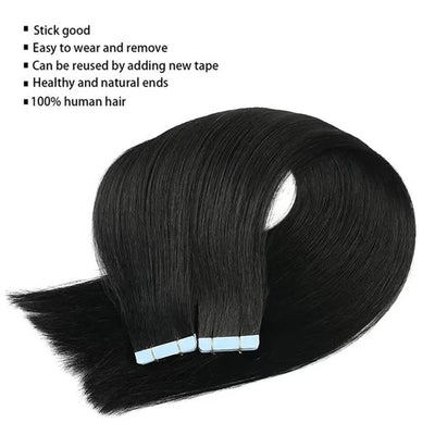 ZSF Hair Tape In Straight Human Hair Extensions Brazilian Hair Adhesive Extensions Skin Weft Black Brown 100% Real Human Hair for Women