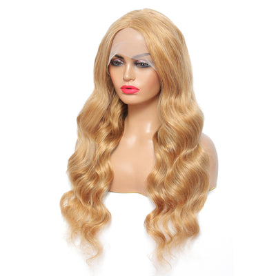 ZSF Hair Honey Blonde 27# Body Wave Lace Wig Brazilian Human Virgin Hair One Piece