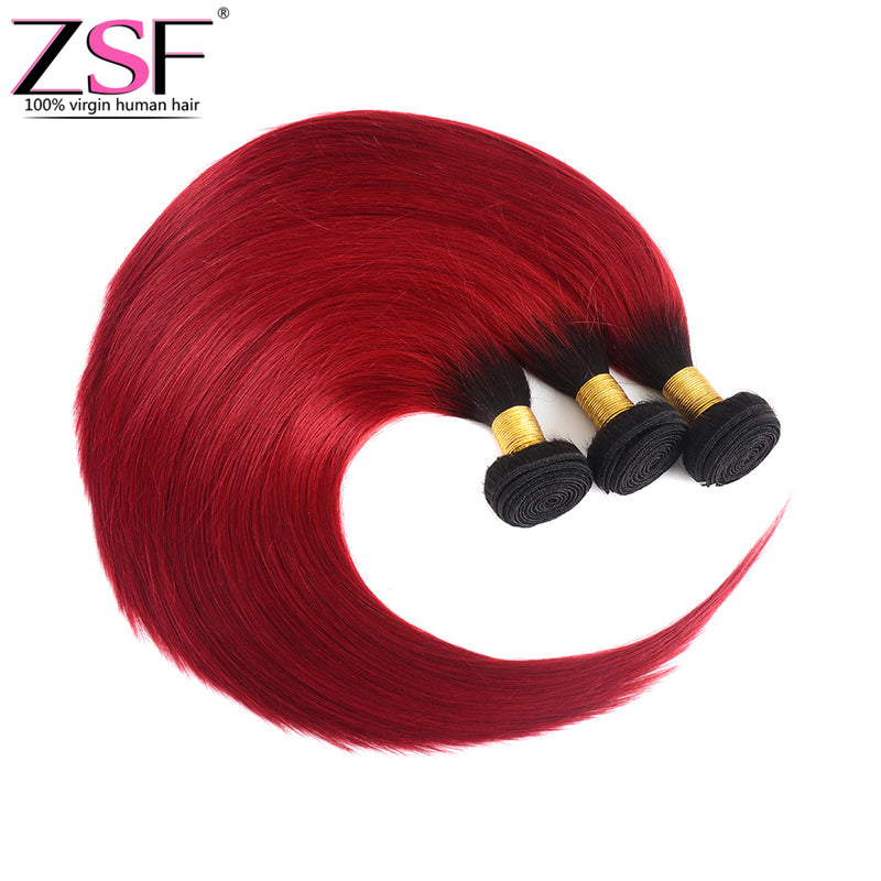 ZSF Hair 8A Grade 1B Red Straight Hair Bundles Colored Human virgin Hair One Piece