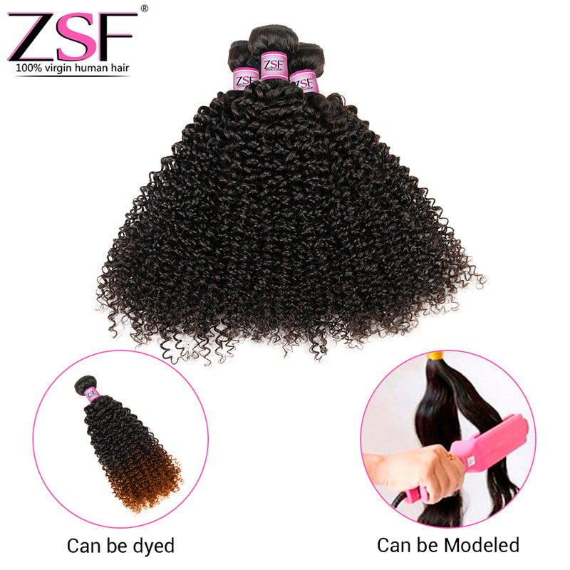 ZSF Hair Grade 8A Grade Jerry Curly 1Bundle 100% unprocessed Human Hair Extensions Natural Black