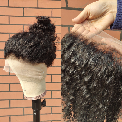 ZSF Hair Deep Wave 360 Lace Frontal Wig Unprocessed Human Virgin Hair 1Piece Natural Black