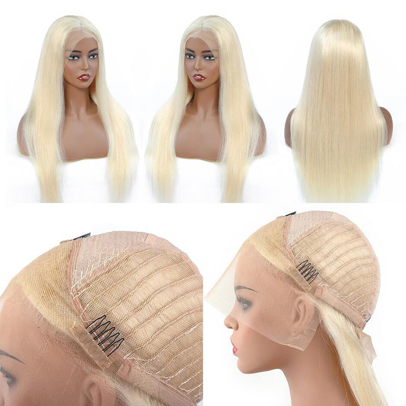 ZSF Hair Russian HD 613 Blonde Virgin Hair Straight Lace Frontal Wig 100% Human Hair