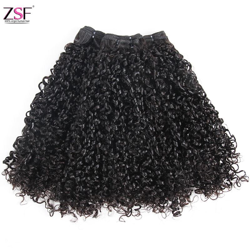 ZSF Hair Grade Double Drawn Hair Pixel Curl 1Bundle 100% Unprocessed Human Hair Weave Extensions