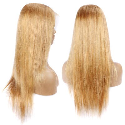 ZSF Platium Honey Blonde 27# Straight Human Lace Wig One Piece