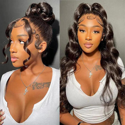 ZSF Hair Body Wave 360 Lace Frontal Wig Unprocessed Human Virgin Hair 1Piece Natural Black