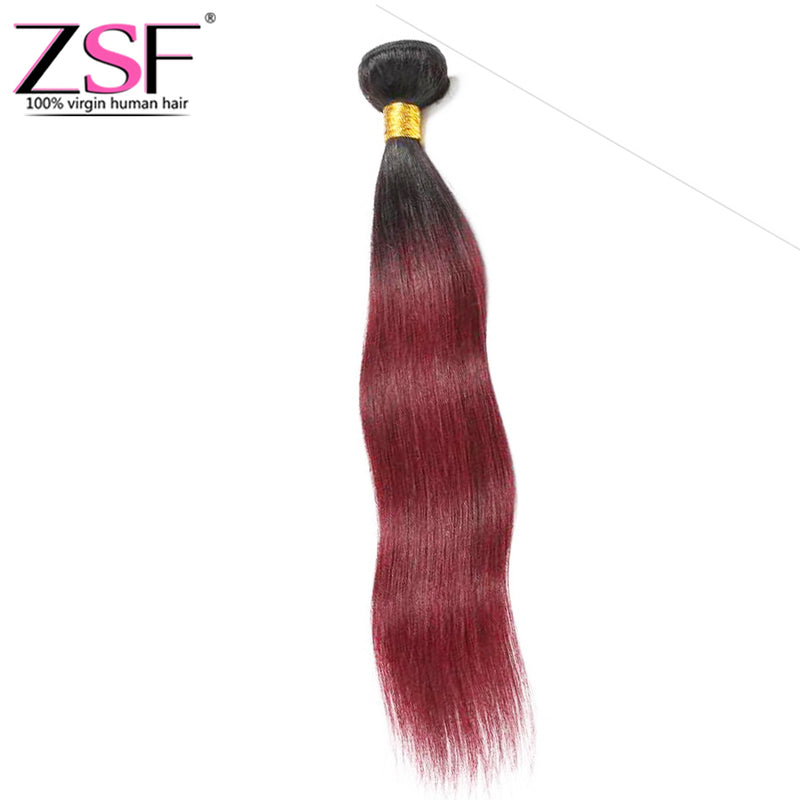 ZSF Hair 8A Grade Ombre Hair Brazilian Straight Hair Bundles Black Roots Hair Weave 1bundle (1b 99j