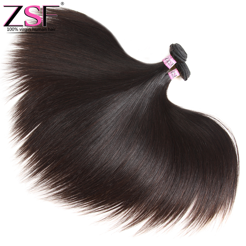 Free Shippng ZSF Hair 8A Grade Straight Virgin Hair 4Bundles With Frontal 100% Human Hair Extension Natural Black