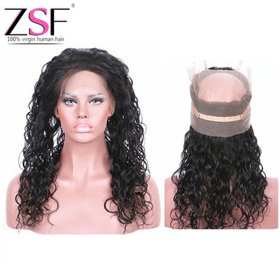 ZSF Hair 8A Grade Lace Frontal Water Wave 360 Lace Frontal Free Part 1piece Natural Black
