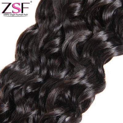 Free Shipping ZSF Hair 8A Grade Water Wave Virgin Hair 3Bundles With 13*4 Lace Frontal Natural Black