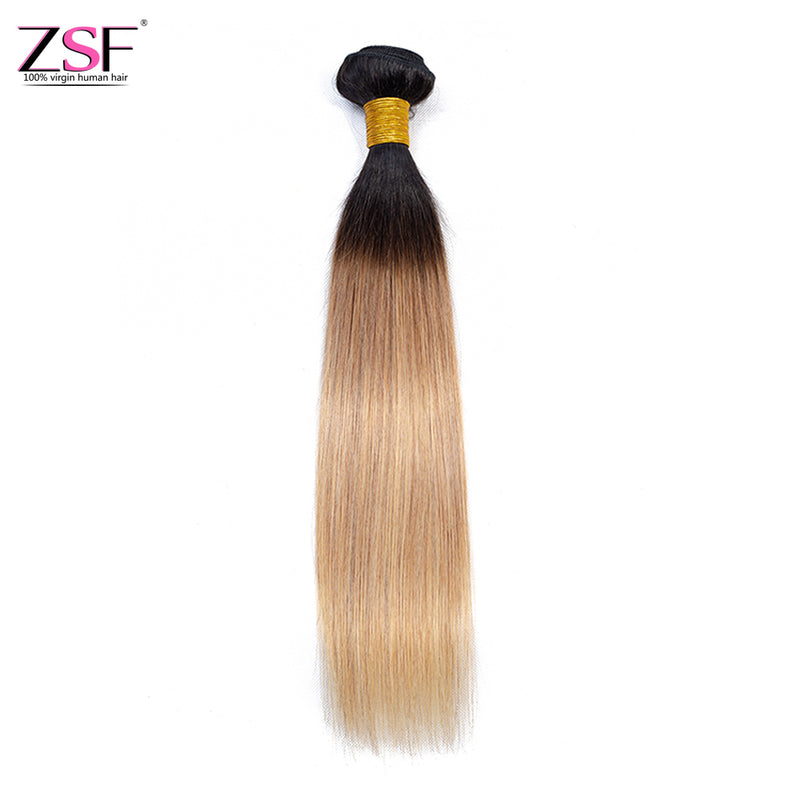 ZSF Hair 8A Grade Ombre Hair Brazilian Straight Hair Bundles Black Roots Hair Weave 1bundle (1b 27