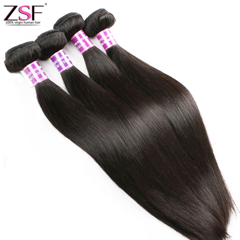 ZSF Hair 8A Grade Straight Virgin Hair 1Bundle 100% Human Hair Extension Natural Black