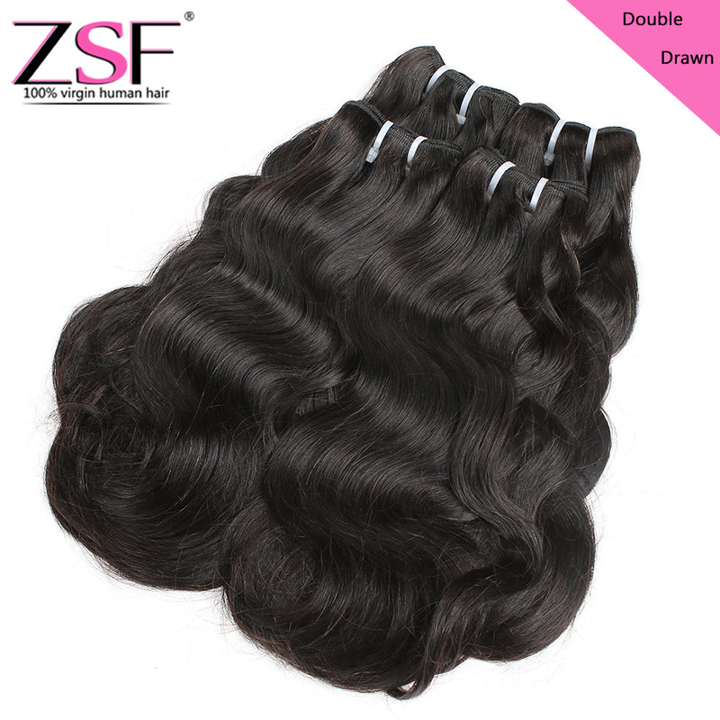 ZSF Hair Grade Double Drawn Hair Body Wave 1Bundle 100% Unprocessed Human Hair Weave Extensions