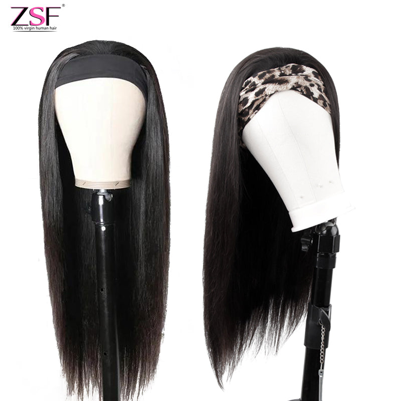 ZSF Hair Headband Wig Straight No Plucking Wigs For Women No Glue & No Sew 1Piece