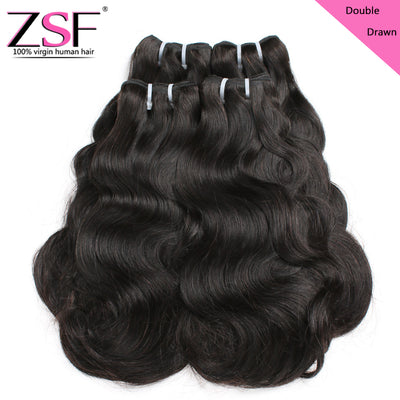 ZSF Hair Grade Double Drawn Hair Body Wave 1Bundle 100% Unprocessed Human Hair Weave Extensions