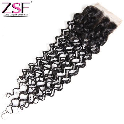 ZSF Hair 8A Grade 4x4/5x5 Lace Closure Water Wave Human Hair Natural Black Middle /Free Part 1piece