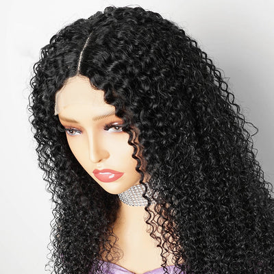 ZSF Hair Jerry Curly Invisble Glueless HD Lace Closure Wig Dome Cap Beginner Friendly Unprocessed Human Virgin Hair 1Piece Natural Black