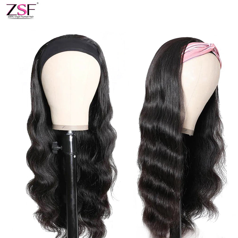 ZSF Hair Headband Wig Body Wave No Plucking Wigs For Women No Glue & No Sew 1Piece
