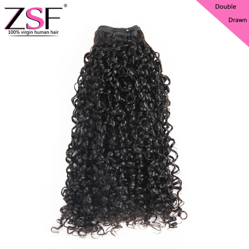 ZSF Hair Grade Double Drawn Virgin Hair Pixel Curl 1Bundle 100% Unprocessed Human Hair Weave Extensions