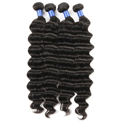 Free Shippng Loose Deep Wave 4Bundles With Lace Closure 8A Grade 100% Human Hair Natural Black
