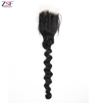 ZSF Hair 8a Loose Curl Human Hair Lace Closure 4x4/5*5 Natural Black Middle /Free part 1piece