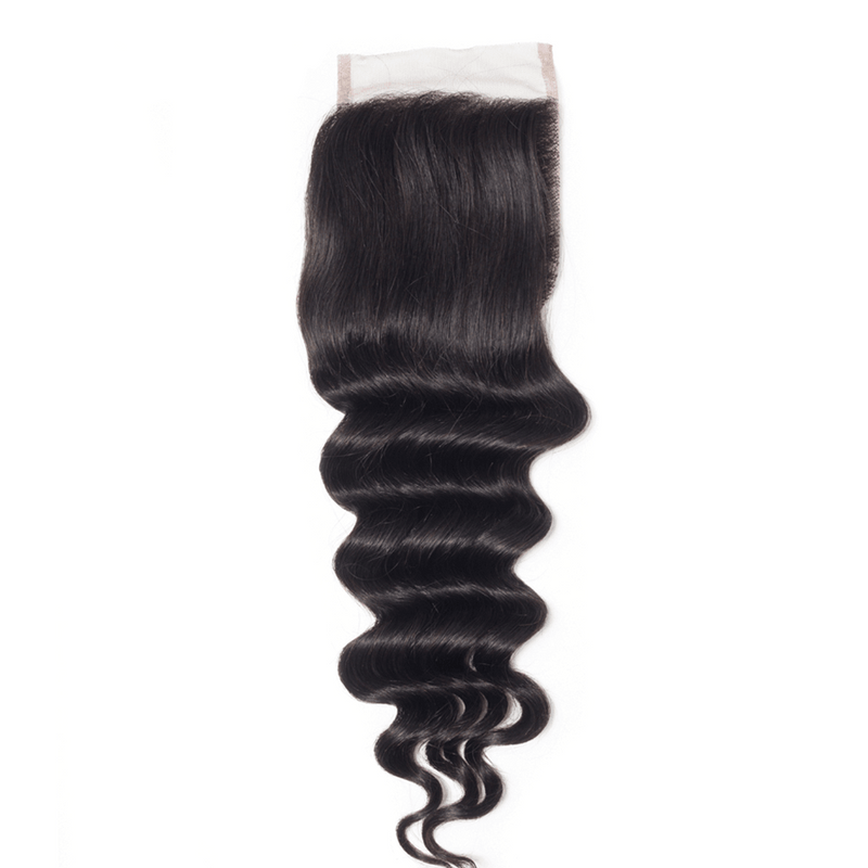 ZSF Hair 7A Grade Loose Deep Wave Human Hair Lace Closure 4x4/5*5 Natural Black Middle /Free Part 1piece