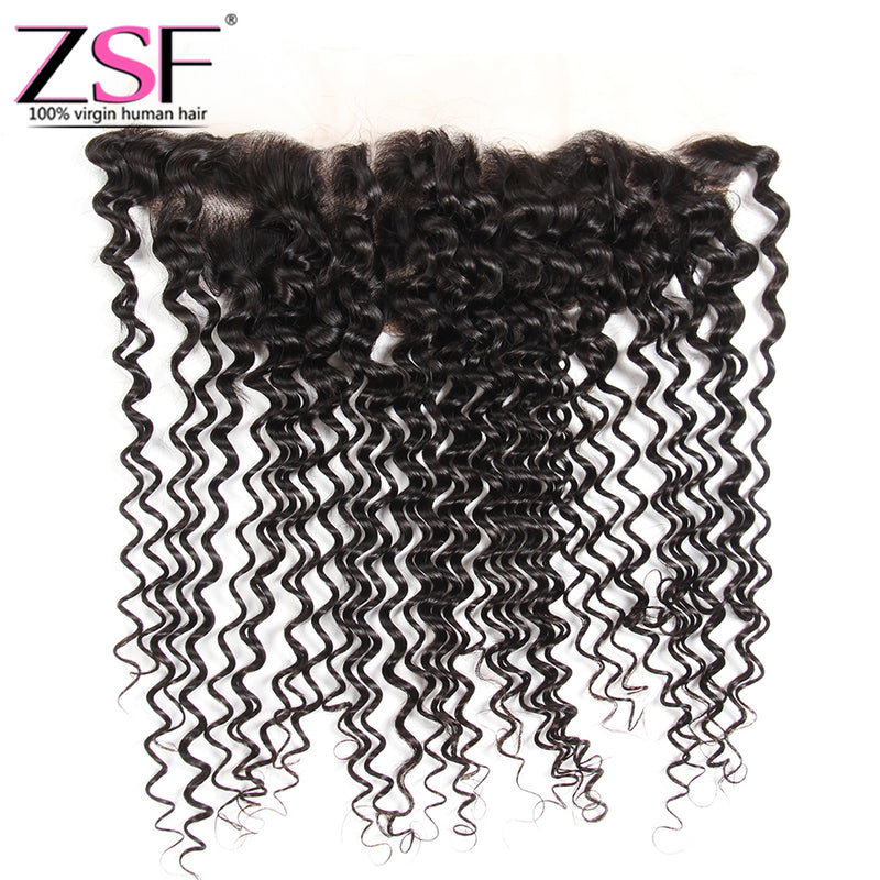 ZSF Hair HD Lace Frontal Closure Deep Curl 13x4 Free Part 1piece