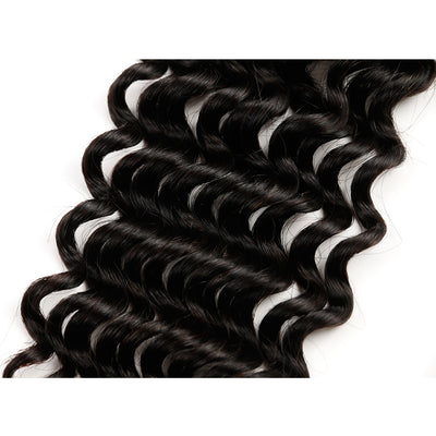 ZSF Hair Deep Curly Human Hair Lace Closure 4x4 Natural Black Middle /Free/3 Part 1piece 10A