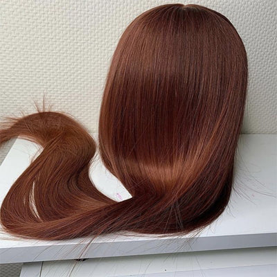 ZSF Hair 33# Copper Chestnut Straight Transparent Lace Wig Brazilian Human Virgin Hair One Piece