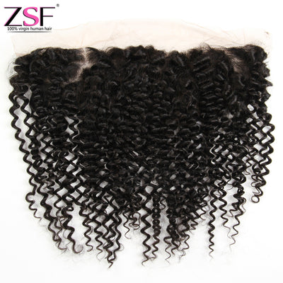 ZSF Hair Lace Frontal Closure Kinky Curly 13x4 Free Part 1piece Natural Black