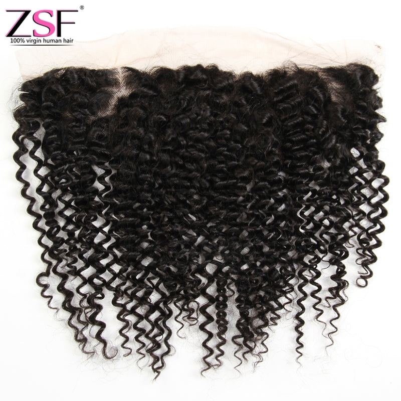 ZSF Hair Lace Frontal Closure Kinky Curly 13x4 Free Part 1piece Natural Black