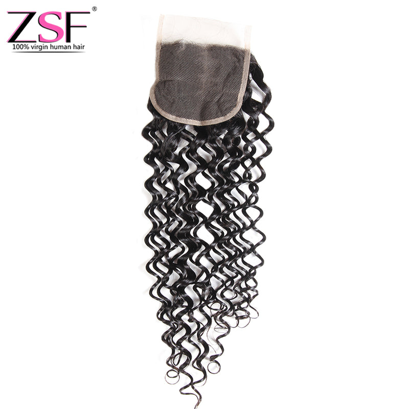 7A Grade Jerry Curly Human Hair Lace Closure 4x4/5*5 Natural Black Middle /Free Part 1 piece