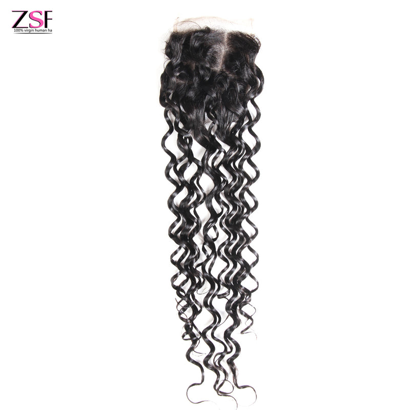ZSF Hair Water Wave Human Hair HD Lace Closure 4x4/5x5 Natural Black Color Middle /Free/3 Part 1 piece