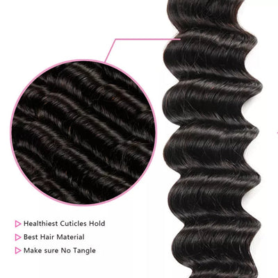 Free Shipping ZSF Hair Loose Deep Wave Virgin Hair 3Bundles With Lace Closure Natural Black 8A Grade