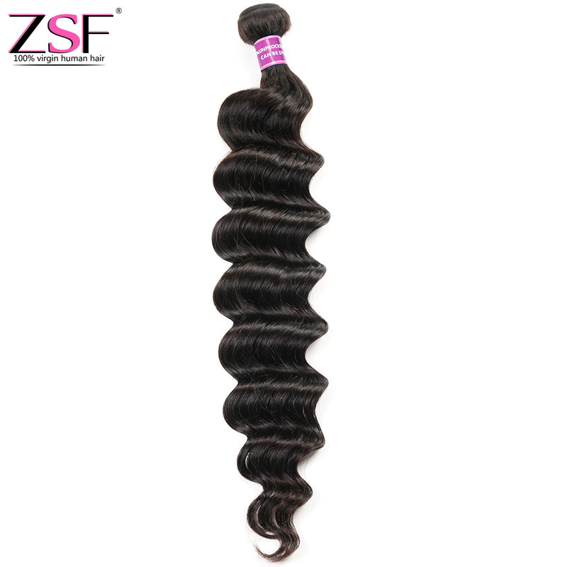 ZSF Hair Grade 8A Grade Loose Deep Wave 1Bundle 100% unprocessed Human Hair Natural Black