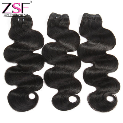 ZSF Hair Grade 10A Vigin Hair 1Bundle Body Wave 100% Unprocessed Human Hair Weave Natural Black