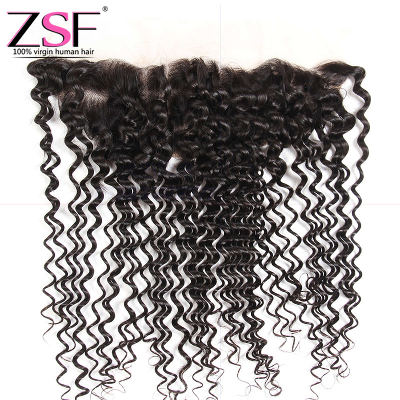 ZSF Hair 8A Grade 13x4 Deep Curl Lace Frontal Closure Free Part 1piece