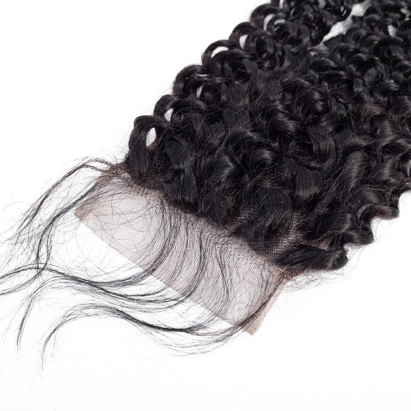 ZSF Hair 7A Grade Kinky Curly Human Hair Lace Closure 4x4/5*5 Natural Black Middle /Free/3 Part 1piece