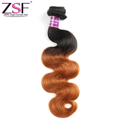ZSF Hair 8A Grade Ombre Hair Brazilian Body Wave Hair Bundles Black Roots Hair Weave 1bundle (1b 30#)
