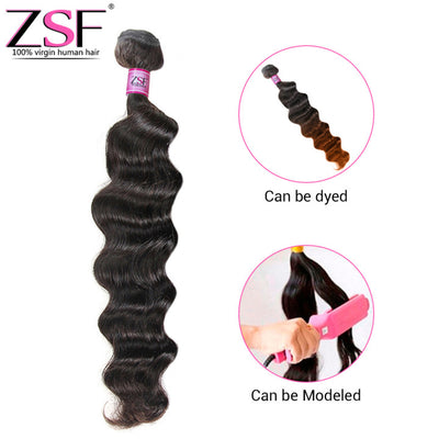 Grade 7A Virgin Hair Loose Deep Wave 100% Unprocessed Human Hair Weave 1Bundle Natural Black