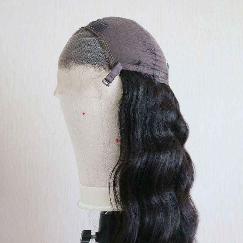 ZSF Hair Loose Wave 13*4 Transparent Lace Frontal Wig Unprocessed Human Virgin Hair 1Piece Natural Black