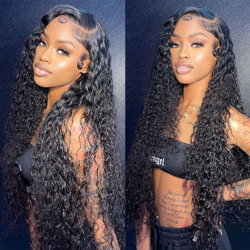 ZSF Hair Jerry Curly Invisible Glueless 13*4 HD Lace Frontal Wig Dome Cap Beginner Friendly Unprocessed Human Virgin Hair 1Piece Natural Black