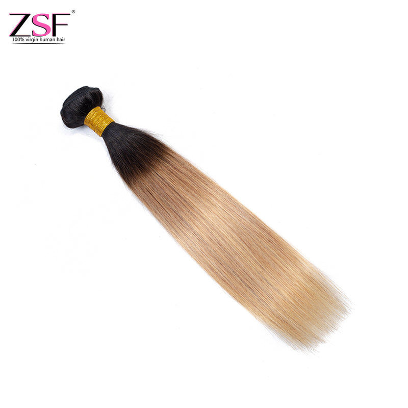 ZSF Hair 8A Grade Ombre Hair Brazilian Straight Hair Bundles Black Roots Hair Weave 1bundle (1b 27