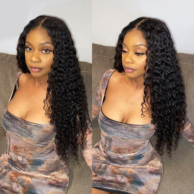 ZSF Hair Water Wave Invisible 13*4 HD Lace Frontal Wig Hair 1Piece Natural Black