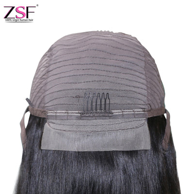 ZSF Silky Straight Middle Part HD Lace Closure Wig Pre-Pluck With Natural Baby Hair Wig