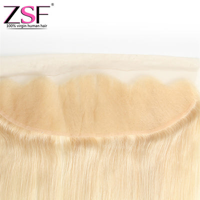 ZSF Transparent Hair 8A Grade Russian Blonde Lace Frontal Straight Human Hair  1piece