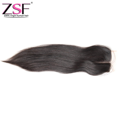 ZSF Hair Straight Human Hair HD Lace Closure 4x4/5x5 Natural Black Color Middle /Free/3 Part 1 piece