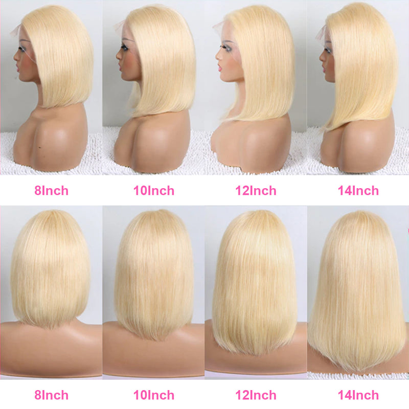 ZSF Hair Russian 613 Blonde Straight Virgin Hair Bob Lace Frontal Wig Unprocessed Human Hair 1Piece