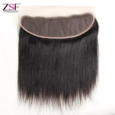 ZSF Straight 3Bundles With 13*4 Lace Frontal 8A Grade 100% Human Hair Natural Black
