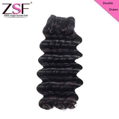 ZSF Hair Grade Double Drawn Virgin Hair Deep Wave 1Bundle 100% Unprocessed Human Hair Weave Extensions
