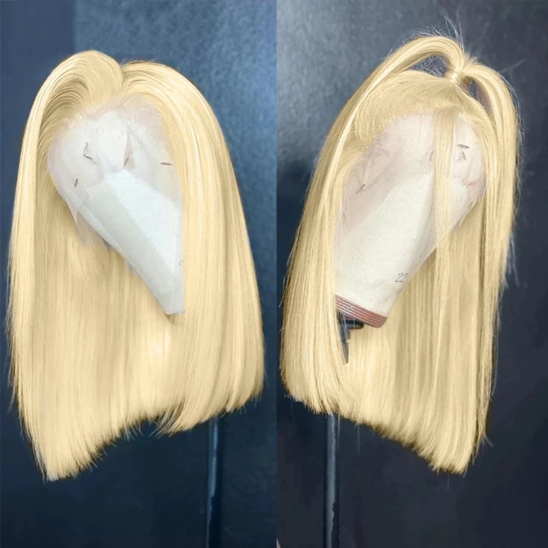 ZSF Hair Russian 613 Blonde Straight Virgin Hair Bob Lace Wig Unprocessed Human Hair